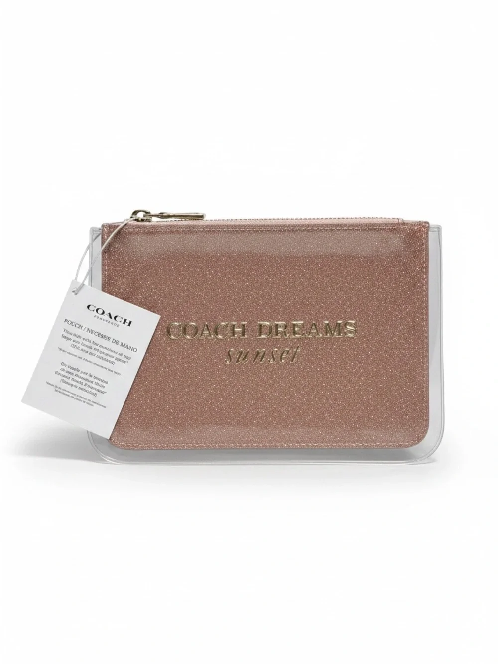 Coach Dreams Sunset Metallic Rose Gold Cosmetic Pouch NWT